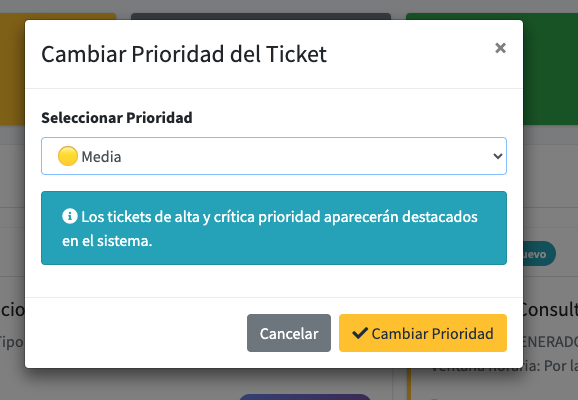 Prioridad de tickets - OptimusCall v4.7