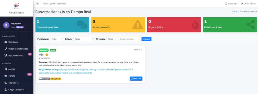 Asistente multicanal y multiagente