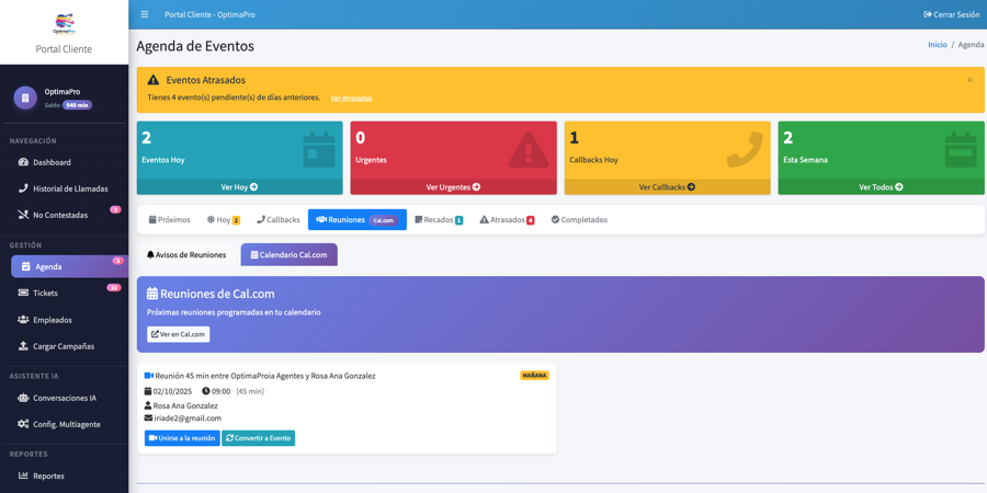 Gestión automática de reuniones